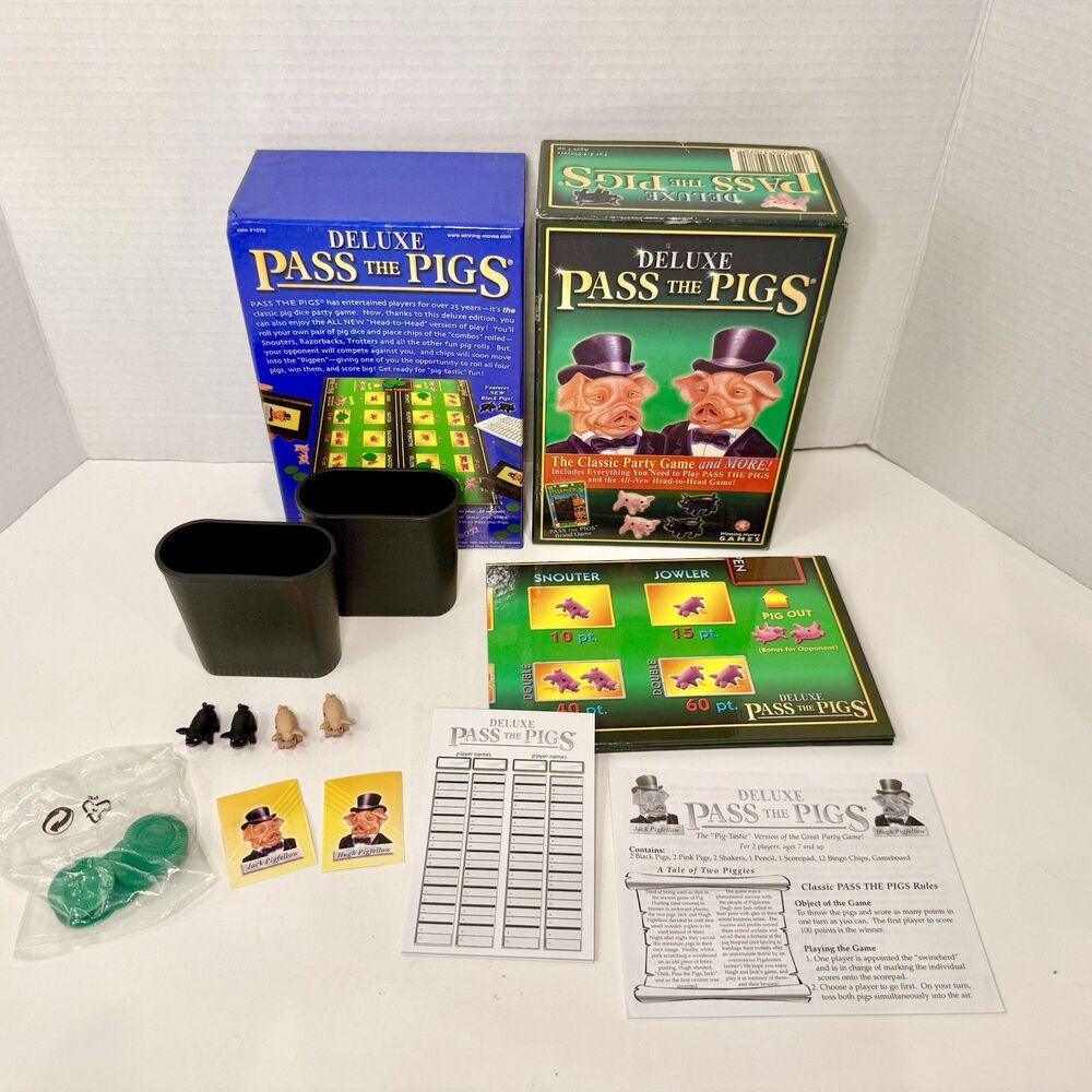 Deluxe Pass The Pigs Party Game Complete 2000 Winning Moves Board Game CIB